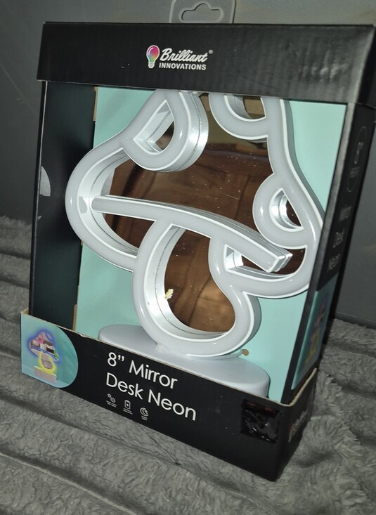 Other - White Neon Mirror Desk Decor
